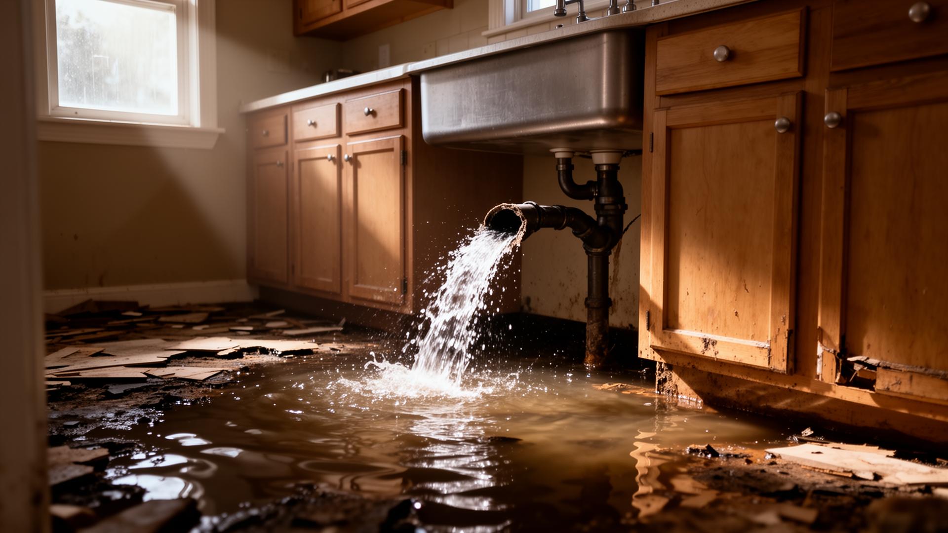 Flooded house from broken pipe
